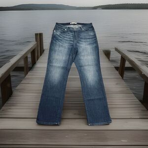 Levis 529 Curvy Straight Leg Jeans 14 (32x31) Blue High Mid Denim Stretch Womens